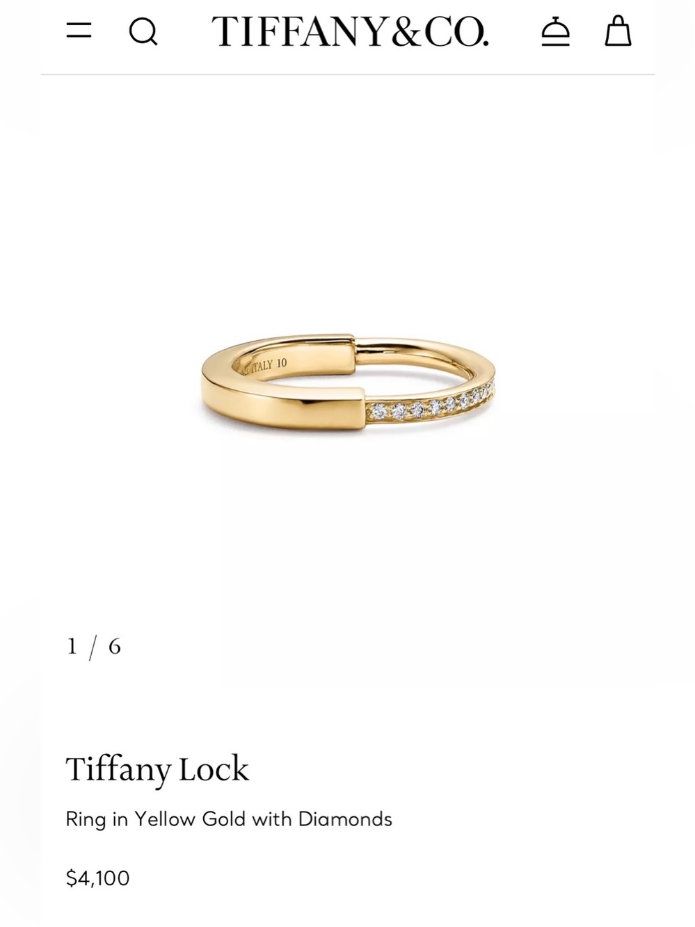 Tiffany & Co. Yellow Gold Diamond Pavé Lock Ring